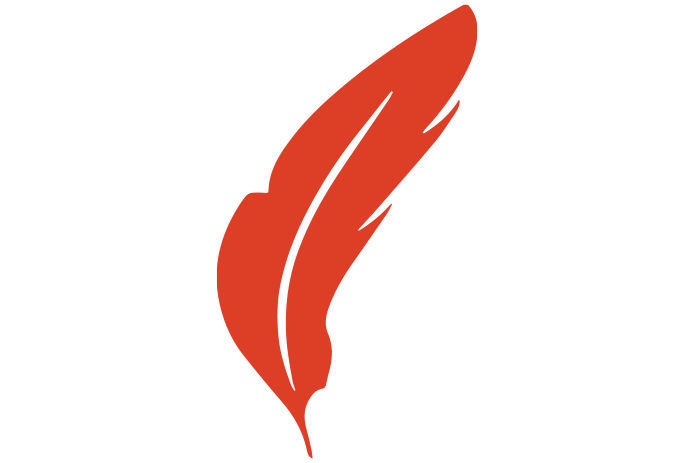 An orange feather icon