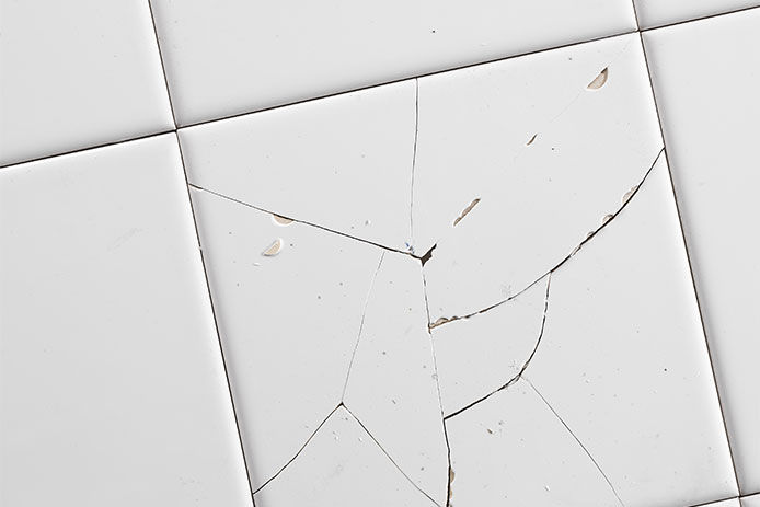 A shattered white tile
