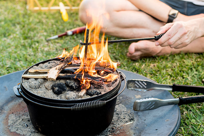 People enjoying a small fire