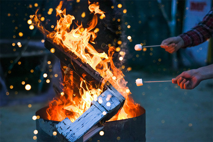 People roasting marshmellows over a fire