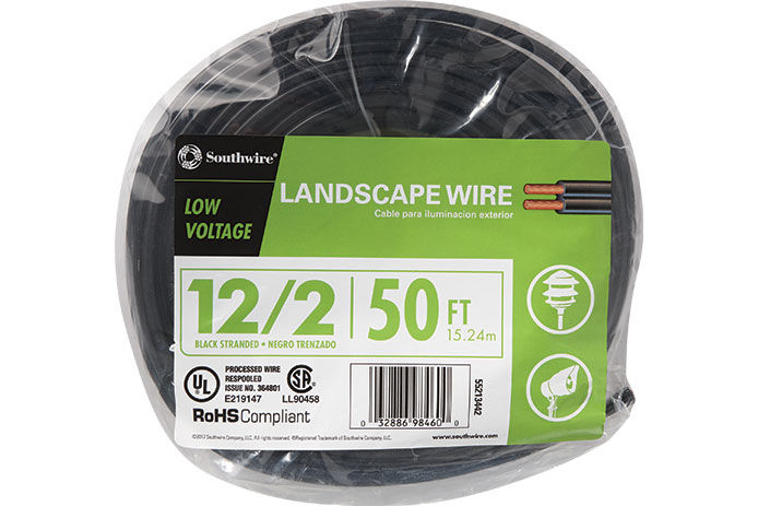 A roll of landscape wire used for outdoor lighting in residential landscaping 