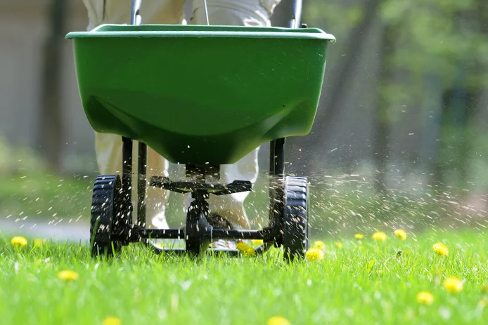 Lawn spreader with fertilizer