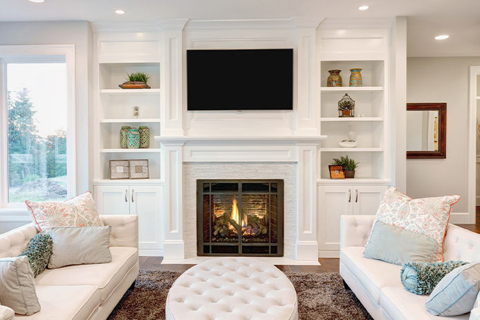 Living Room in Luxury Home. furnished living room in newly constructed home