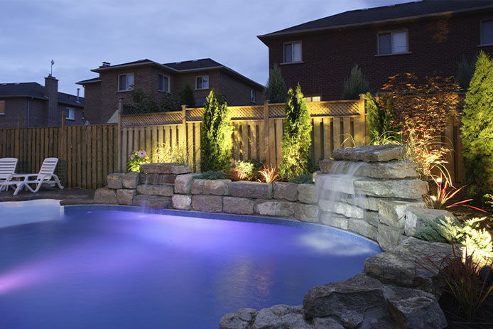 Lighting around a pool area