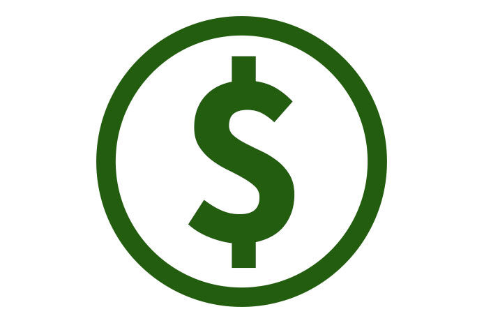 A green money symbol icon