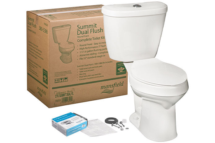 A white toilet kit and box