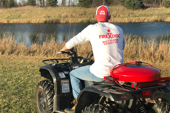 Transporting a FireDisc on the back of a Four Wheeler