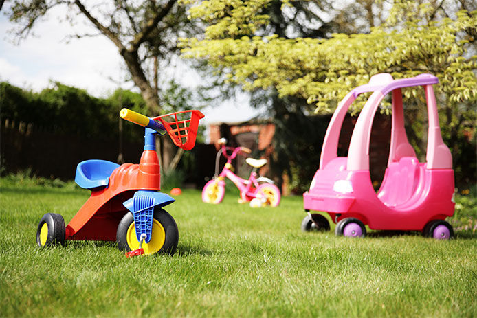 Kids toys in the lawn