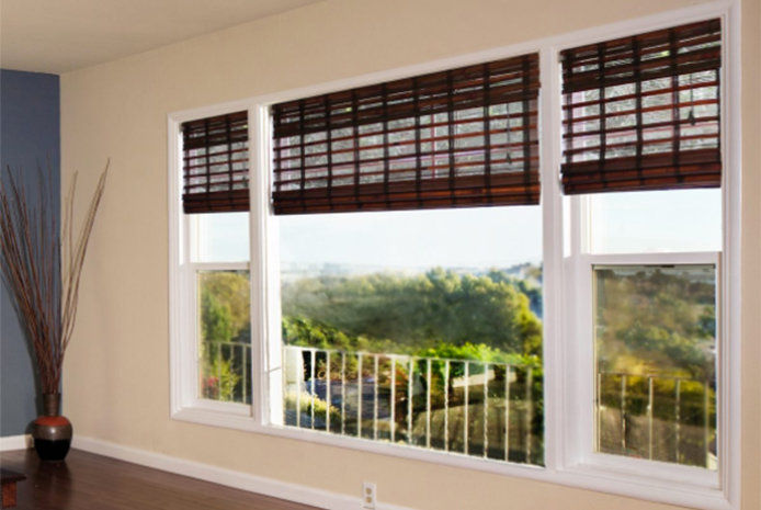 Open blinds letting in light to a room