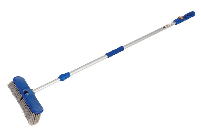 A blue scrub brush