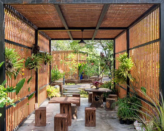 A covered patio