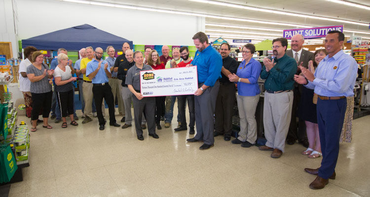Valu Presents Habitat for Humanity with a check