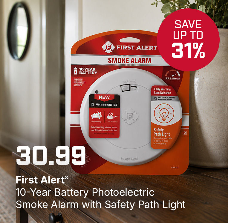 Save up to 31% on a First Alert 10-Year Battery Photoelectric Smoke Alarm with Safety Path Light