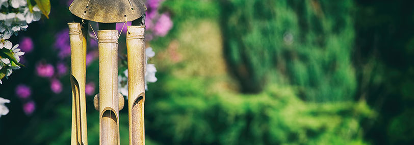 Windchimes in the foreground