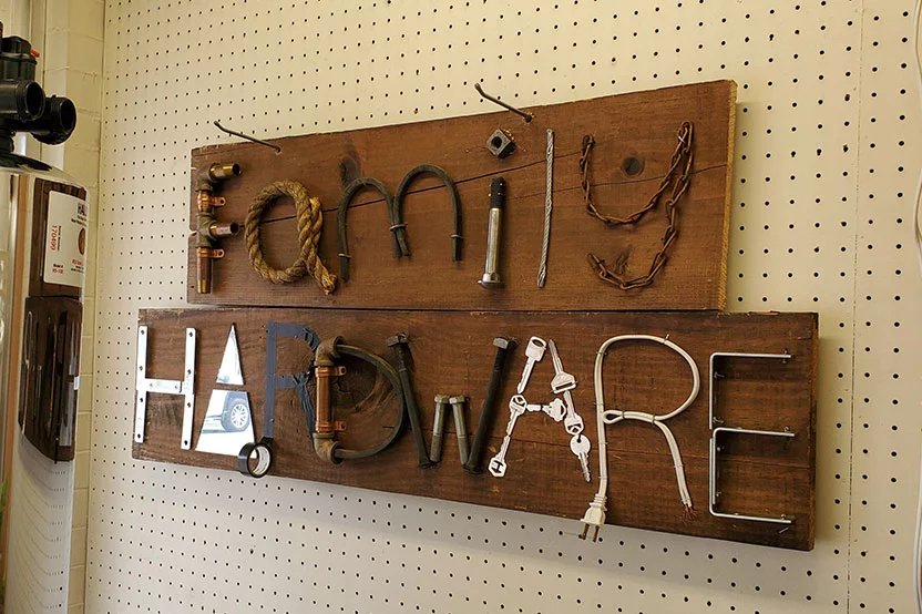 Family Hardware home made sign