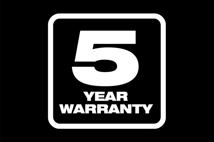 5 year warranty on most tools
