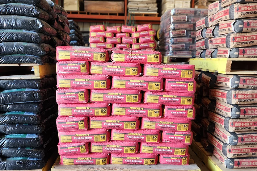 Quikrete products in warehouse