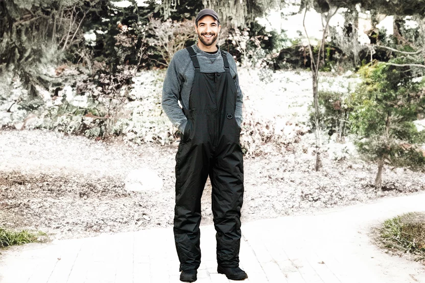 Adult man wearing snow gear