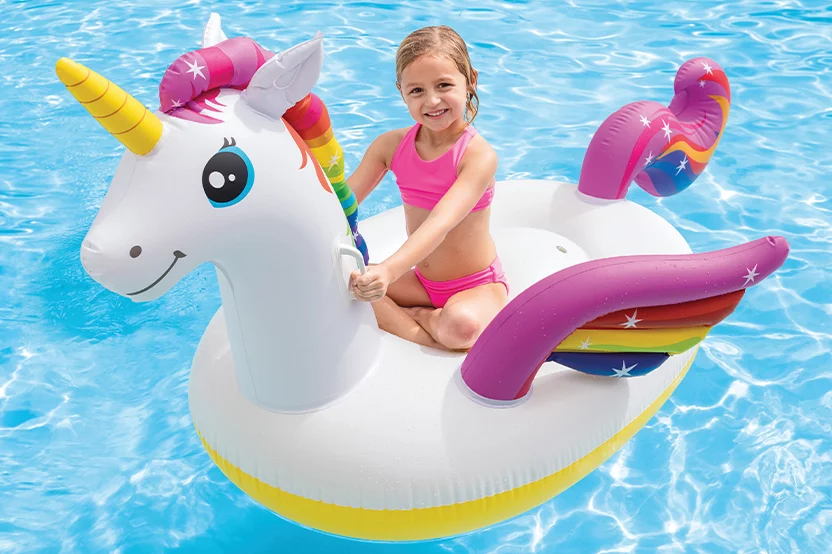 Swimming pool floats for adults and children.