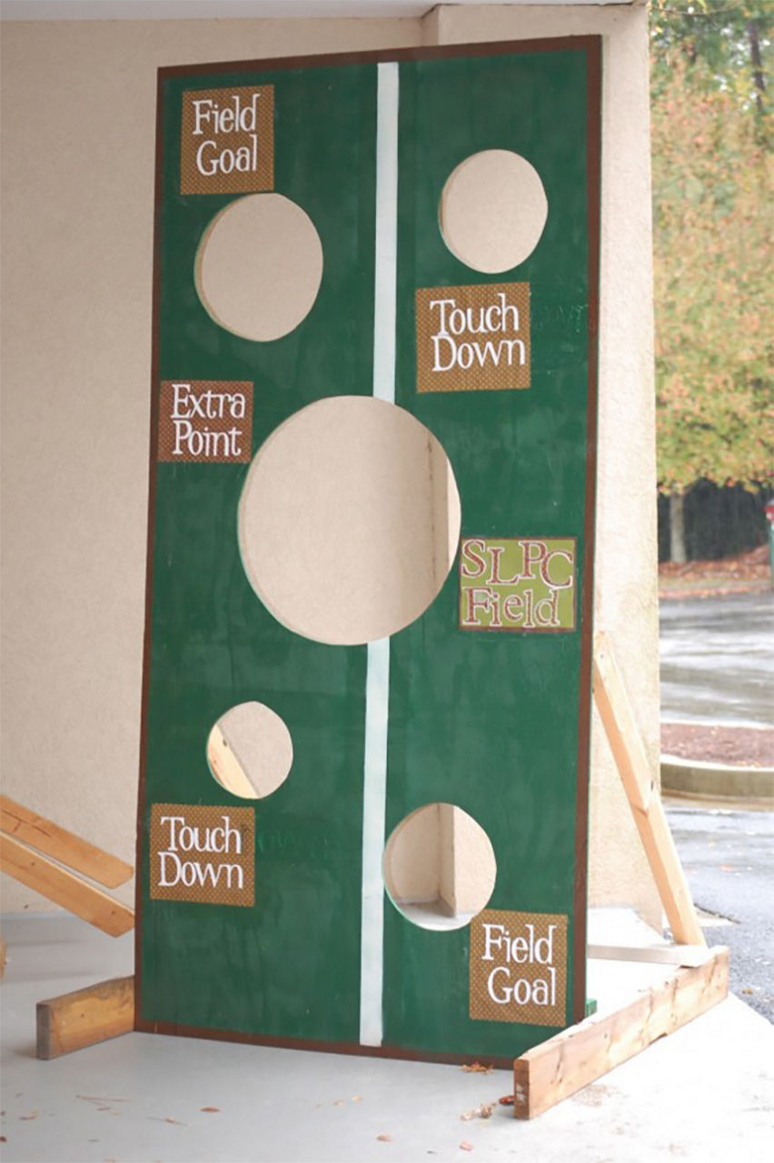 Football themed bean bag toss game