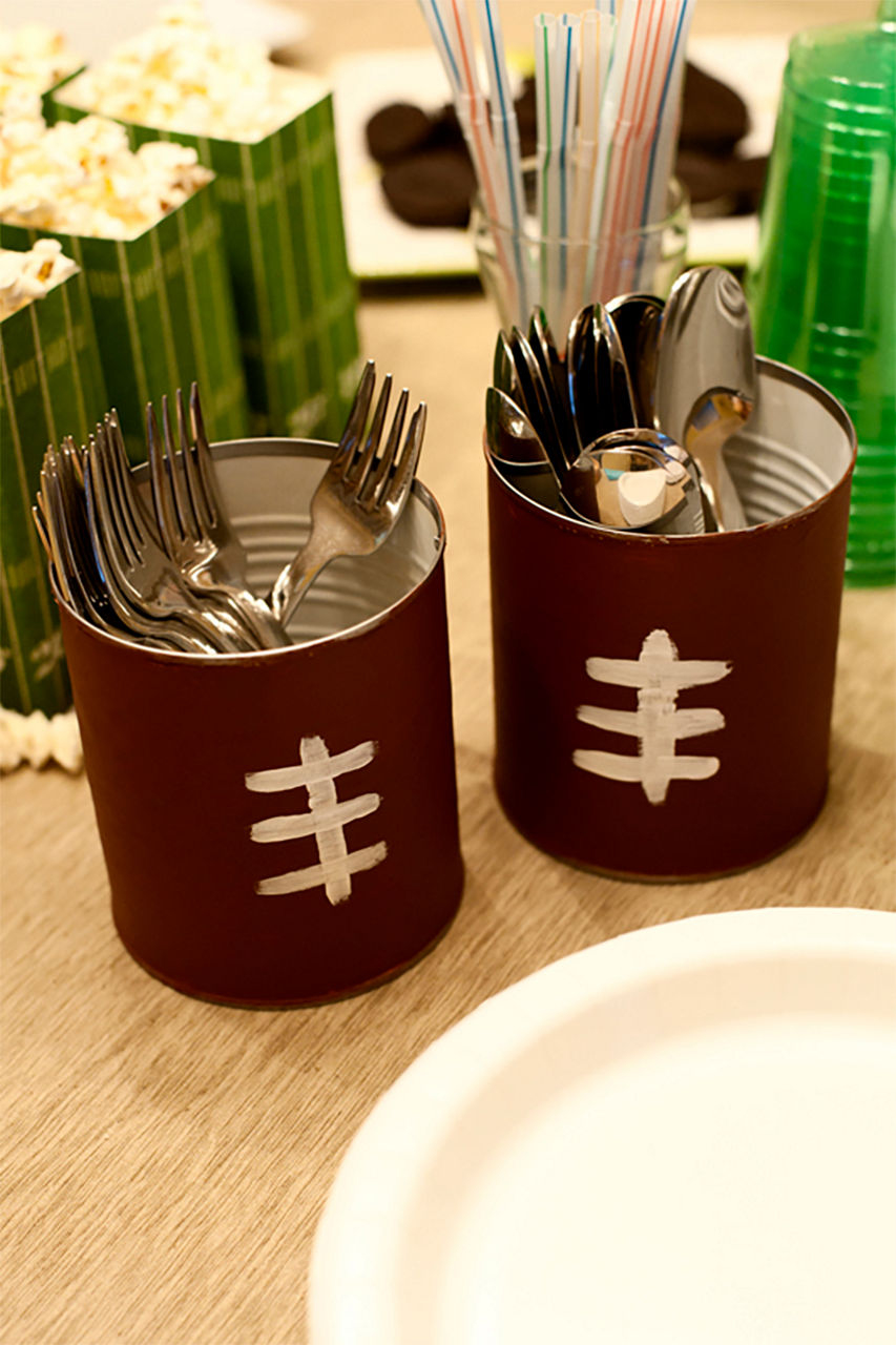 Football themed utensil holders