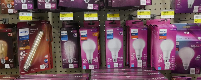 Lightbulbs in aisle