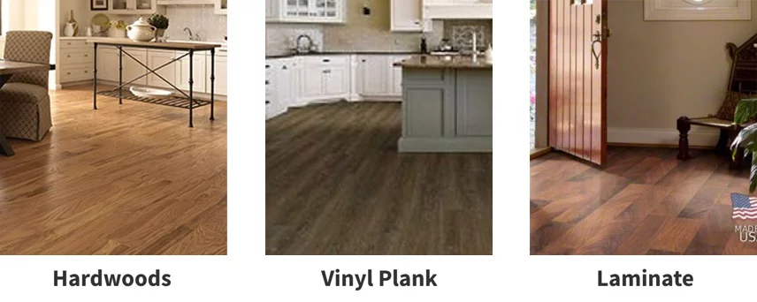Hardwoods, Vinyl Plank, Laminate