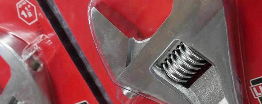 Wrenches hung up in aisle