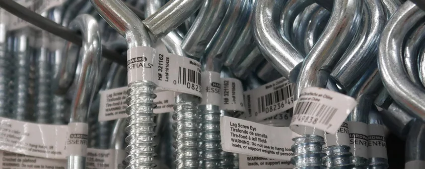 Hardware Hanging on shelf