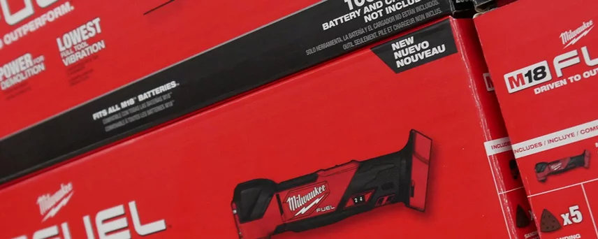 Power tools on shelf