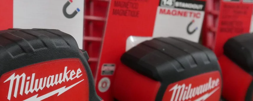Tape Measures Hung up on Shelf in aisle