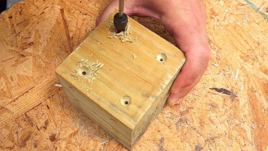 Driling holes into a cube