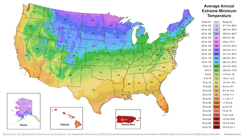 USDA Plant Hardiness Zone Map