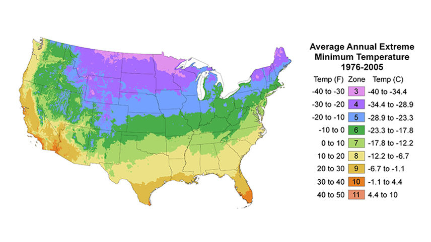 USDA Plant Hardiness Zone Map