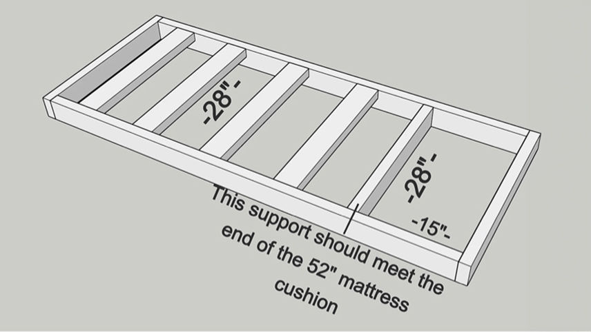 Daybed frame dimensions illustration