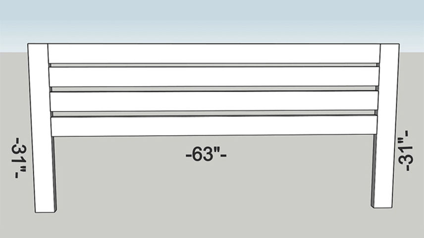 Daybed frame long side dimensions illustration