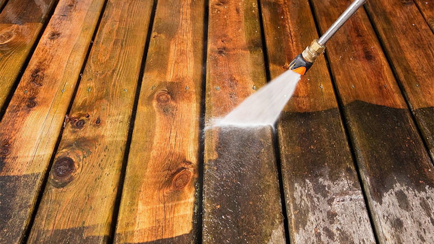 Powerwashing wood deck