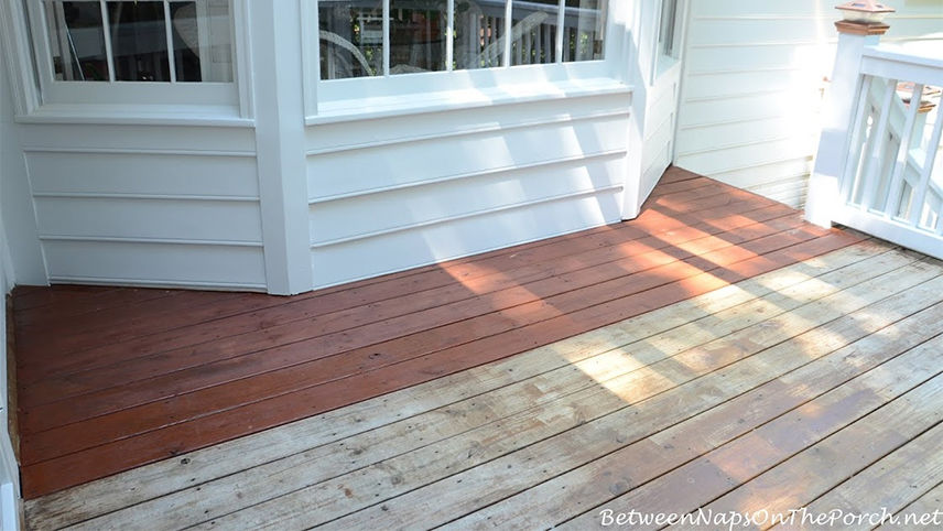 Deck staining in progress