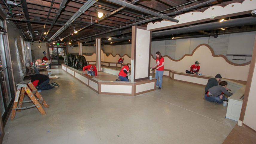 Valu crew in the process of repainting