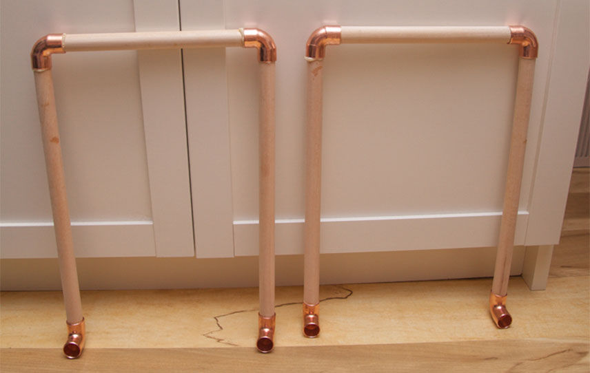 Wooden dowel legs for DIY Magazine Rack