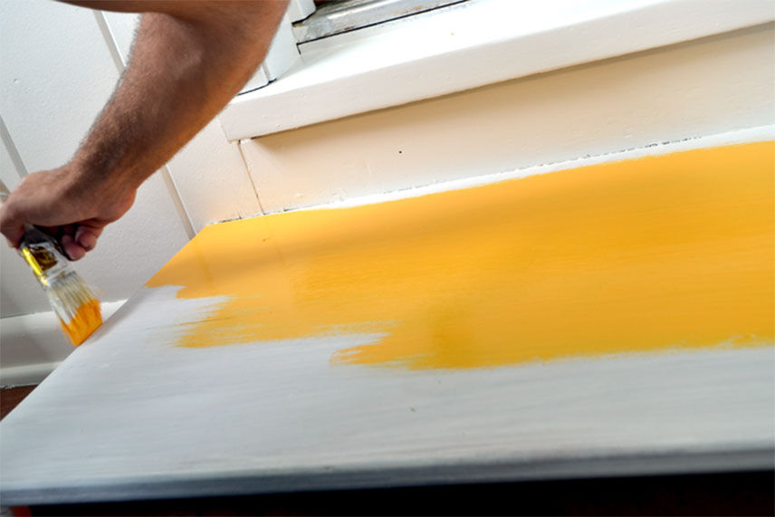 Painting white stairs yellow