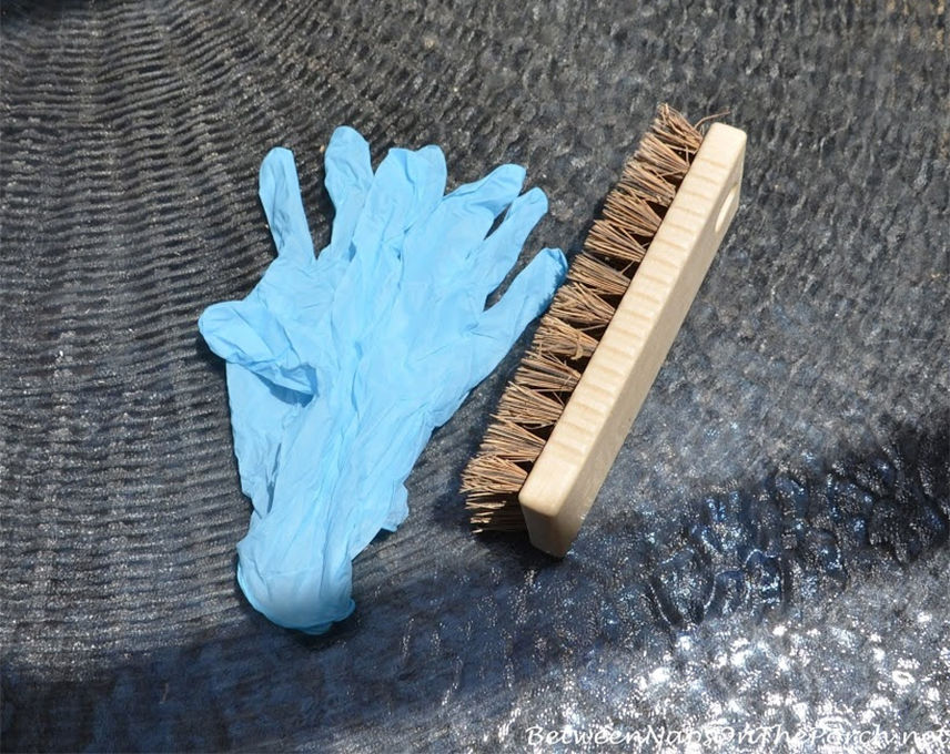 Rubber gloves and a wire brush