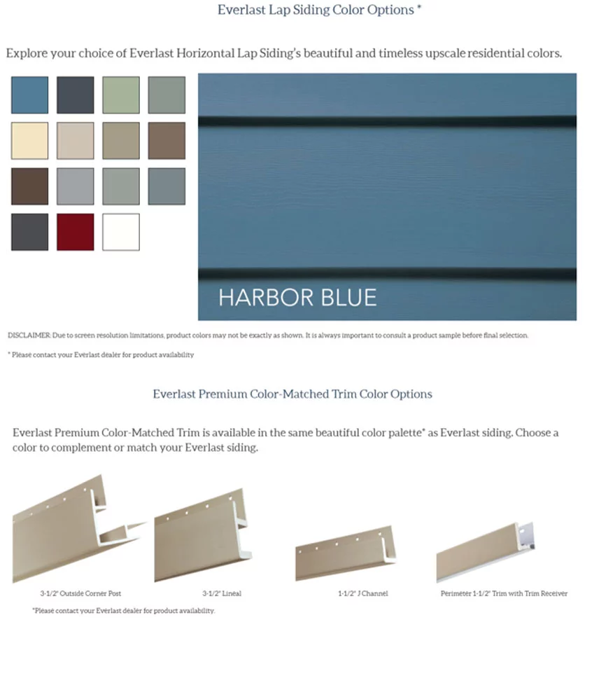 Everlast Lap Siding Color Options