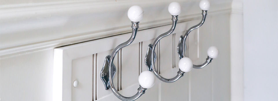 Towel hooks on beadboard