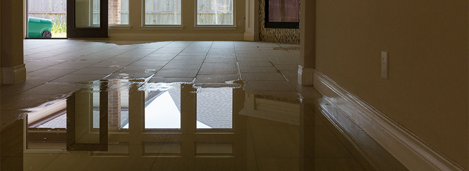 A flooded living room