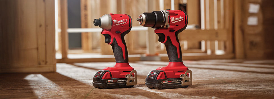 Two Milwaukee Cordless Drills at a construction site