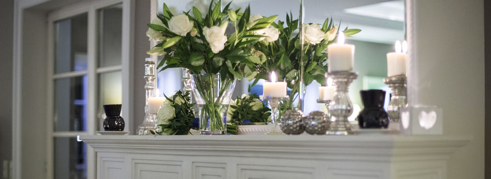 fireplace mantel with decor