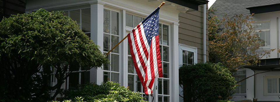 Displaying the American flag