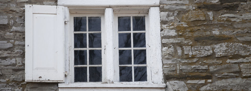 exterior window with wood trim