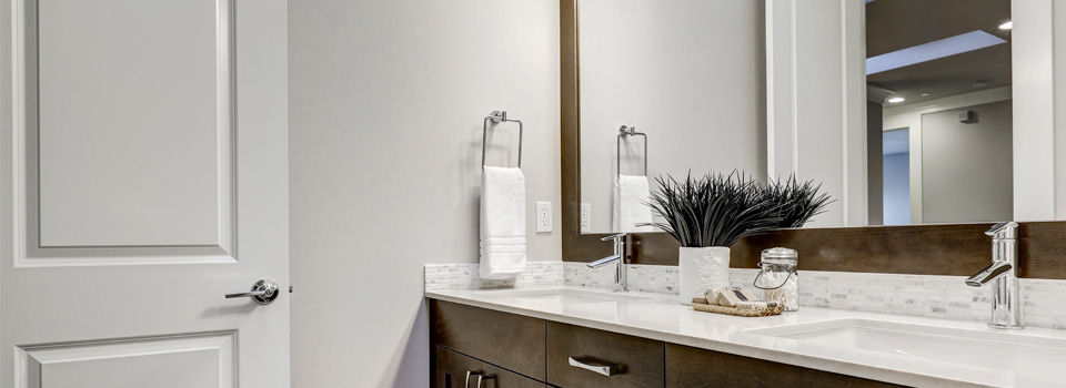 Bathroom with brown vanity